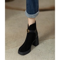 Nouvelles bottines à talon épais et semelle givrée avec fermeture éclair arrière pour femmes
