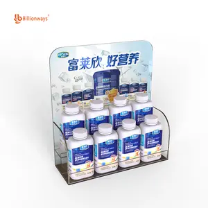 Supplier Wholesale Pharmacy Store Sliding Shelf Floor Display Rack Pop Up Corrugated Vitamin Acrylic Display Stand