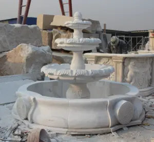 Outdoor Customized Marble Wall Fountain Nature Stone Water Marble Fountain