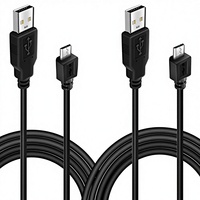 Kabel Pengisi Daya & Sinkronisasi Data PS4 Controller Micro-USB Braid Shielded 2 Pack 10ft/3m untuk 4/Pro/Slim
