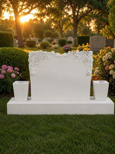 Lápida Conmemorativa de Mármol Blanco para Cremación, Monumento para Cementerio, Estilo Tradicional Europeo, Estatua de Piedra - Product Image 2