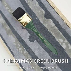 แปรงเพ้นท์สีน้ำมัน/อะคริลิค/สีน้ำ ยี่ห้อ Seamiart รุ่น Single Sale Christmas Green Flat Peak ขนไนลอน ด้ามไม้ รุ่น SA-PFHS-11/2 - Product Image 2