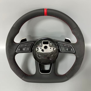 Volante deportivo de cuero con fondo plano para <span class=keywords><strong>Audi</strong></span> S6 S7 A4 A5 A6 A7 Q3 Q5 A3 S3 S8 R8 cuero negro perforado mejorado - Product Image 6