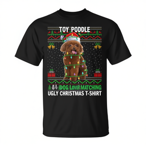T-shirt de Noël moche assorti pour les amoureux des caniches Toy Poodle - Product Image 2