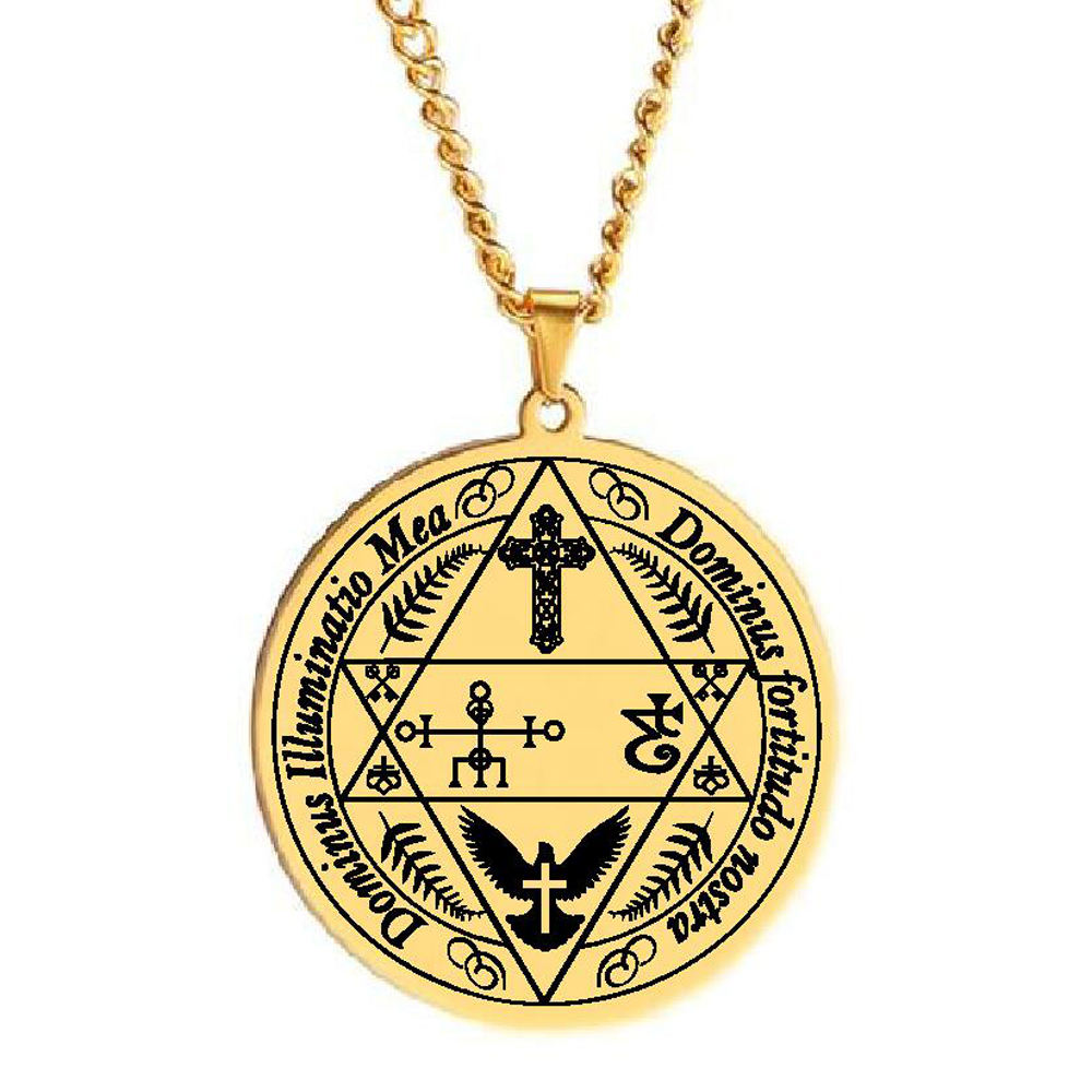 Archangel Guardian Angel Reiaiel Saeiah Leratel Haaiah Nithaiah Haiviah  Melahel Talisman Stainless Steel Gold Pendant Necklace