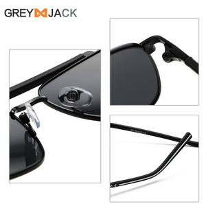 Gafas de sol polarizadas Greyjack para hombre, montura de metal negro, protección UV400, lentes cuadradas grandes, gafas para conducir - Product Image 1