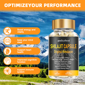 Shilajit แคปซูลพร้อมโสม Ashwagandha และหิมาลายันส่วนผสมอาหารเสริมภูมิคุ้มกันสำหรับผู้ใหญ่60จำนวน - Product Image 2