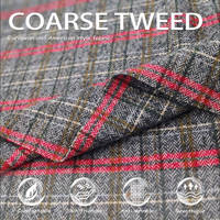 Tissu jacquard à motif arêtes de poisson en tweed tissé, mélange polyester et laine, idéal pour les manteaux féminins