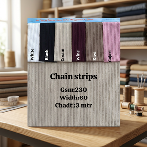 Tela de Punto Acanalado con Rayas de Cadena Premium, 230 GSM, Textil de Poliéster para Sarees, Prendas de Vestir y Moda - Product Image 2