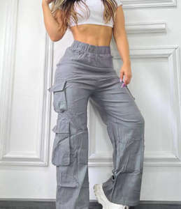 Pantaloni <span class=keywords><strong>Cargo</strong></span> da <span class=keywords><strong>Donna</strong></span> di Alta Qualità Larghi Casual a Tinta Unita, Elastici, Traspiranti e con Tasche Multiple - Product Image 2