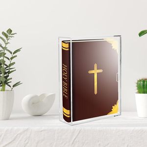 Hiện đại Acrylic rõ ràng Kinh Thánh hiển thị trường hợp tường mountable dọc ngang tổ chức hộp với cửa trượt cho kệ trưng bày cũ - Product Image 6