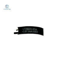Batterie LiPo rechargeable flexible incurvée LithoTop 155625 3.8V 14mAh 1.5x5.6x25mm pour bagues intelligentes et appareils portables