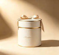 Boîte Cadeau Cylindrique Personnalisée en Papier Artistique de Luxe avec Bordure Dorée, Ruban et Nœud, Fermeture Magnétique, Emballage Rigide en Tube, Matériaux Recyclés