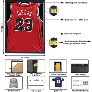Boîte <span class=keywords><strong>de</strong></span> présentation <span class=keywords><strong>de</strong></span> maillots <span class=keywords><strong>de</strong></span> sport personnalisée OEM/ODM en bois massif avec cadre, pour objets <span class=keywords><strong>de</strong></span> collection sportifs, logo gravé au laser, marque privée, décoration - Product Image 4