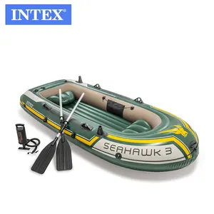 Intex 68380 Seahawk 3 Boot Set Aufblasbares Gummi boot mit Aluminium paddel Aufblasbares Angel kajak