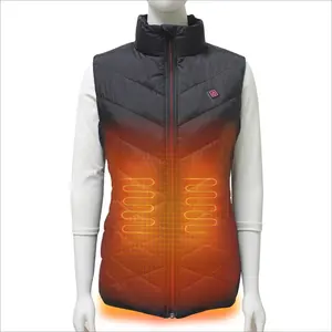 Lightweight Stand Collar Gilet Cotton And Polyester Knitted Fabric Heated Vest With Zipper Closure Waterproof Outer Wear