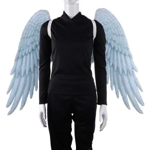 特大の黒と白の翼を持つ新しい到着の天使の翼マルディグラハロウィンコスチュームコスプレ小道具