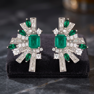 Dernières tendances : Boucles d'oreilles clous en argent 925 et zircon, style Art Déco – Plaqué rhodium et or, cadeau de luxe pour femme - Product Image 3