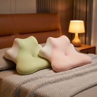 Oreiller ergonomique en mousse à mémoire de forme en forme de papillon pour les dormeurs sur le ventre, lecture, téléphone, tablette, housse lavable bicolore