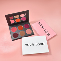 Plateau de fard à joues de maquillage pour bricolage, palette de crème et de blush en poudre, 6 couleurs, logo personnalisé neutre