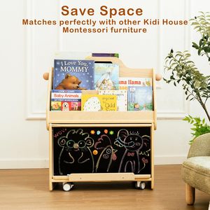 Hai mặt di chuyển bằng gỗ Kệ sách với bánh xe cho trẻ em của phòng trẻ sơ sinh trẻ mới biết đi mẫu giáo cho phòng khách - Product Image 5