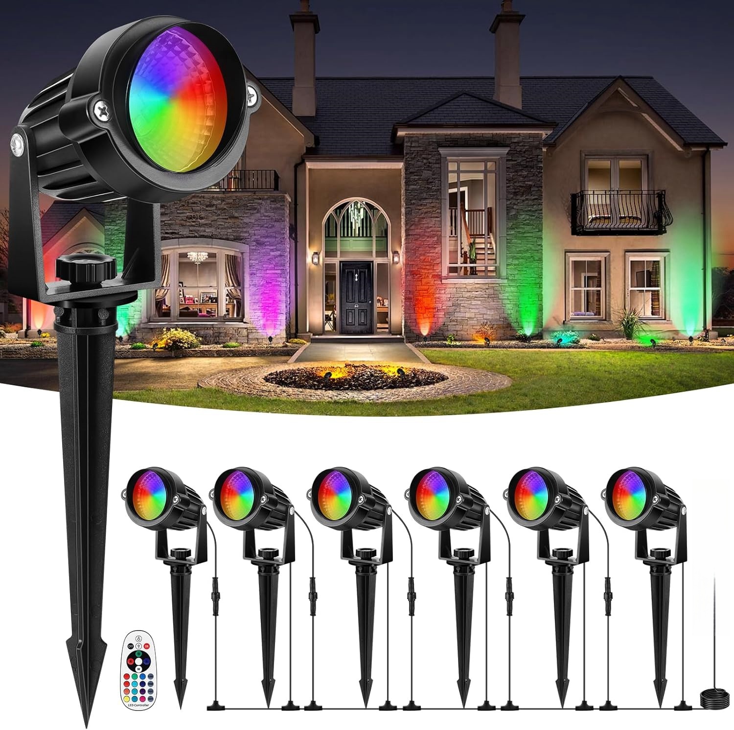 Smart12W RGBW Landscape Light Color Changing LED with App Control Waterproof Spotlight Outdoor Yard Path Lights