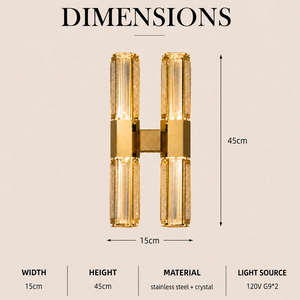 High End Strip Crystal <b>Wall</b> <b>Sconce</b> Gold Frame H Shape <b>Wall</b> Lamp For Modern Interior Decoration Project - Product Image 3