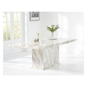 أثاث منزلي من الحجر الطبيعي طاولات طعام فاخرة من الرخام الأبيض مع كراسي - Product Image 1