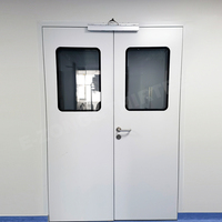 Porte de salle blanche pour laboratoire et hôpital, antistatique, conforme aux normes GMP, en polymère et acier inoxydable, avec double vitrage et fenêtre de visualisation thermique