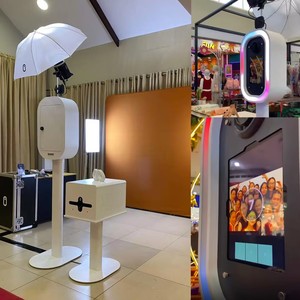 Kiosque <span class=keywords><strong>photo</strong></span> ovale de haute qualité pour iPad et appareil <span class=keywords><strong>photo</strong></span> reflex numérique avec contrôle par application et éclairage RVB pour location événementielle, coque de photobooth reflex numérique facile à assembler - Product Image 4