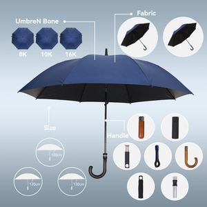 Paraguas de Golf Promocional con Logotipo Personalizado, Apertura Semiautomática, Tela Impermeable de Pongee, Mango de Plástico Negro - Product Image 2