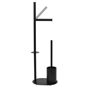 HANGSHAU - <span class=keywords><strong>Portarrollos</strong></span> <span class=keywords><strong>de</strong></span> Baño Moderno <span class=keywords><strong>de</strong></span> Hierro, Soporte <span class=keywords><strong>de</strong></span> Escobilla y Papel Higiénico Independiente <span class=keywords><strong>de</strong></span> Metal Negro - Product Image 3