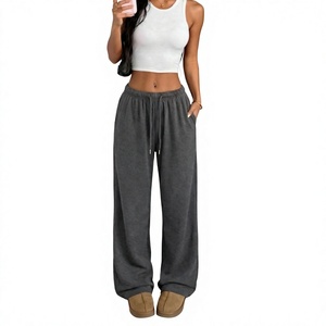 Pantalon de survêtement ample en molleton de coton pour femme, personnalisable avec broderie, style streetwear décontracté, vente en gros - Product Image 3
