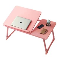 Table pliable pour ordinateur portable avec bureau inclinable, rangement latéral, multifonctionnelle, réglable avec porte-gobelet pour l'étude et la lecture des enfants