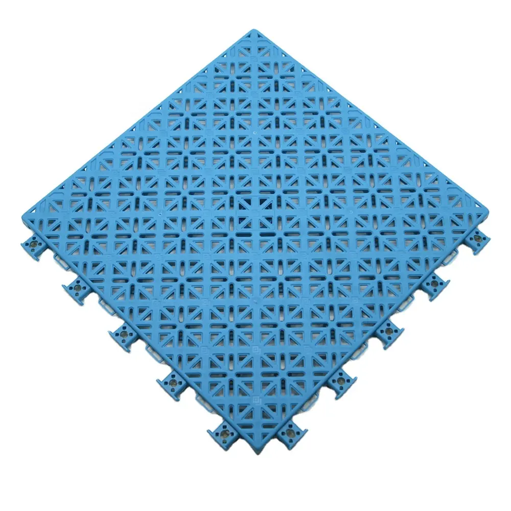 anti-slip interlocking plastic flooring tiles for outdoor sports flooring with shock pad underlay