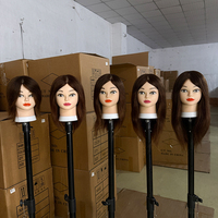 Tête de mannequin en cheveux humains chinois 100% réels, support pour coiffure, formation en cosmétologie, coiffage, tressage (45 cm), noir naturel