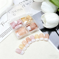 Approvisionnement exclusif transfrontalier : 96 faux ongles de style français couleur unie ; Ongles press-on préfabriqués rose nude français