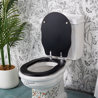 WC moderne européen rétro à double chasse, en céramique, deux pièces, allongé, avec décalcomanie personnalisée, siphon en P, pour salles de bain et hôtels