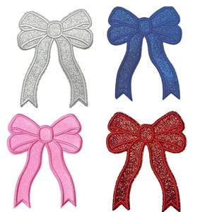 Parche grande de lentejuelas de hierro Mardi Gras Bow negro blanco Azul Rojo verde azulado brillo caliente para bordado camisa lado sombrero Decoración - Product Image 2