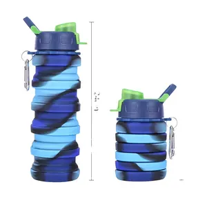 硅胶可折叠运动水壶新款手柄盖迷彩户外健身便携折叠水杯