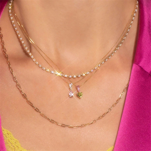 Collar CANNER S925 de Plata de Ley con Diseño de Sandía y Caramelo, Chapado en Oro de 18k, Cadena de Caja para Niñas - Product Image 3