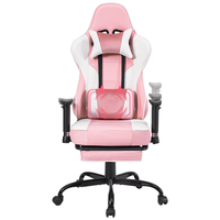 Chaise de bureau ergonomique en similicuir PU violet et blanc à dossier haut, avec fonction massage, repose-pieds et hauteur réglable, idéale pour le gaming et l'ordinateur