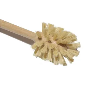 Natural Sisal Bristles Wood Wide Mouth Bottle Scrub Brush Bamboo Thermos Cleaning Brush