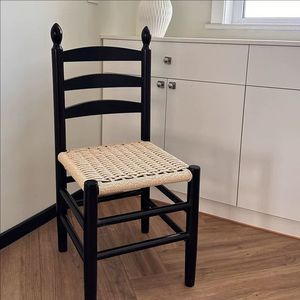 Chaises de salle à manger modernes en bois massif, écologiques, imperméables, avec dossier en corde tressée, style Shaker, meubles décoratifs pour la maison - Product Image 3