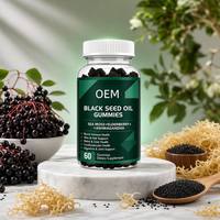 Suplemen Diet OEM Black Seed Oil Gummies Sea Moss Elderberry Ashwagandha 60 Gummies