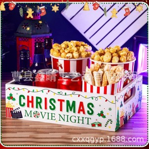 Boîte à collation rectangulaire en bois pour soirées cinéma de Noël, pour popcorn, cola et décorations de fête - Product Image 5
