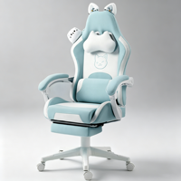 Chaise de bureau pivotante à dossier haut avec motif de chat de dessin animé mignon en relief, idéale pour les filles, avec accoudoirs réglables