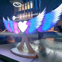 Lumières de sculpture interactives à détection LED personnalisées en forme d'ailes d'ange, indice de protection IP65, 111-240V, en fer, acrylique et verre, à intensité variable, or/blanc/gris