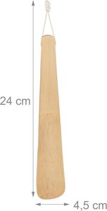 Cuillère à chaussures courte en bambou robuste de 24 cm avec boucle de suspension pour un usage quotidien - Product Image 4
