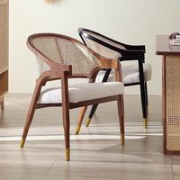 Fauteuil de salle à manger, chaise de bar, chaise d'extérieur en bois massif de style minimaliste moderne nordique français haut de gamme